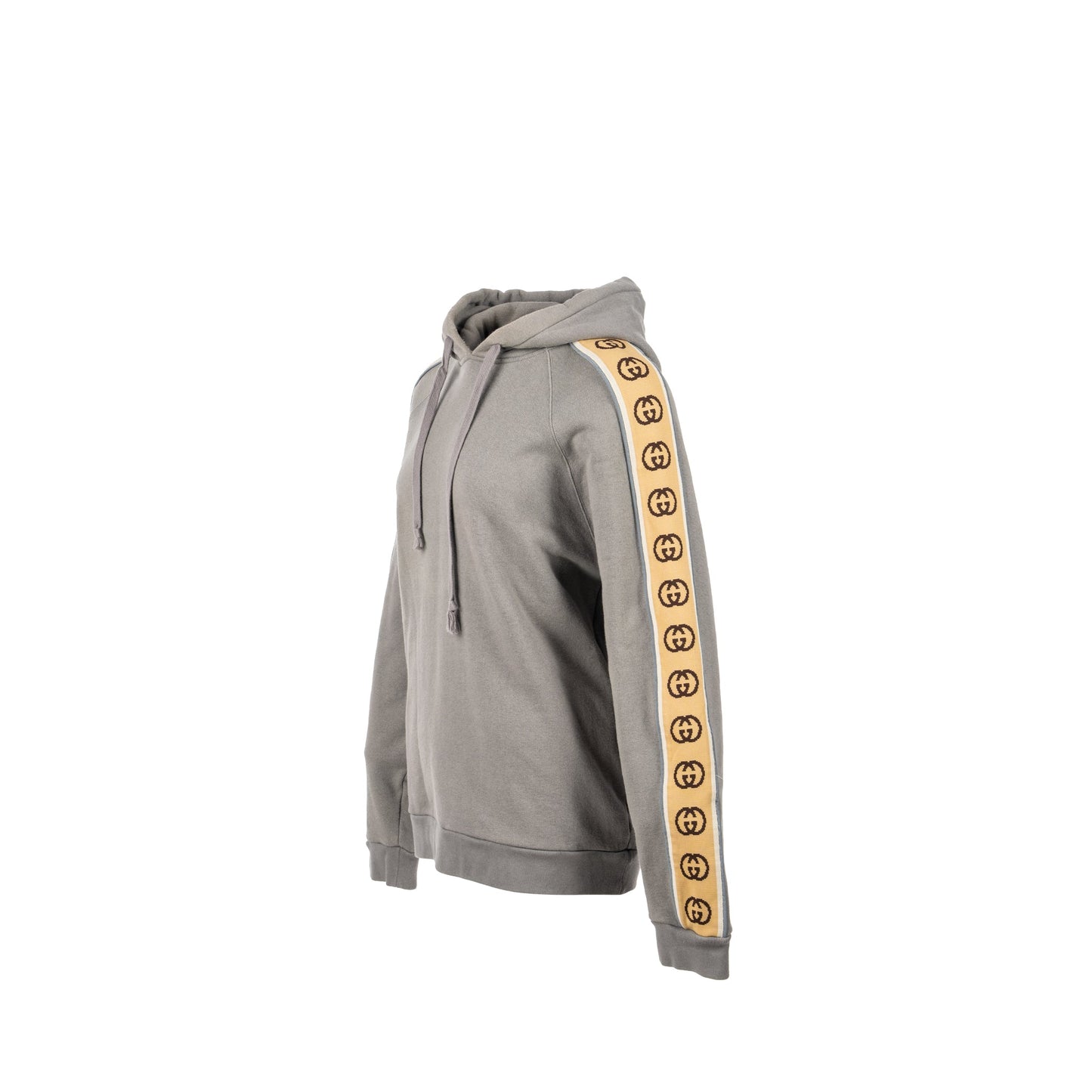 GUCCI Size M Trimmed Hooded Sweatshirt Cotton Grey