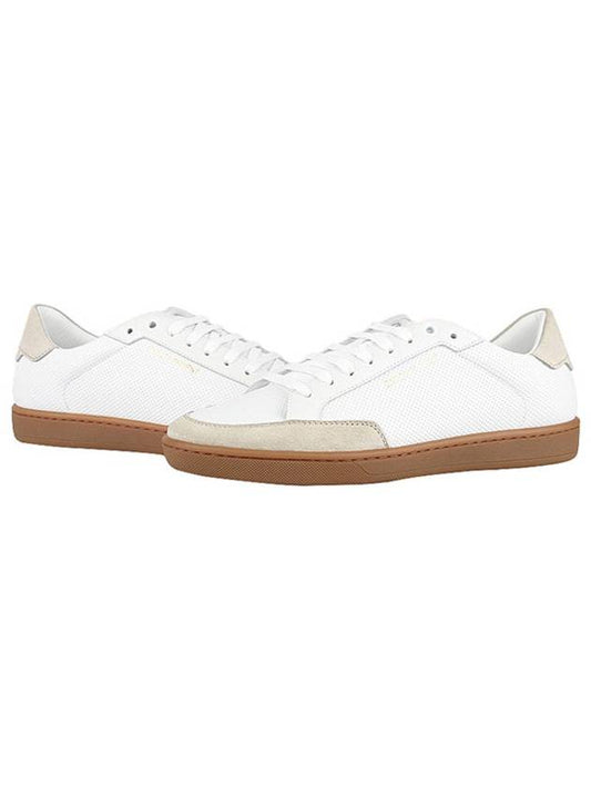 Luxury Saint Laurent Trending 2025 Court Classic Perforated Beige Tab Low Top Sneakers White