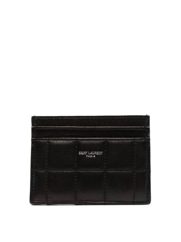 Luxury Saint Laurent Trending 2025 Logo Print Quilted Card Wallet Black