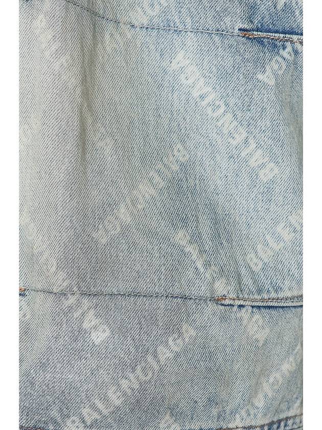 Luxury Balenciaga Trending 2025 Bal Diagonal Allover Cargo Wide Jeans Blue