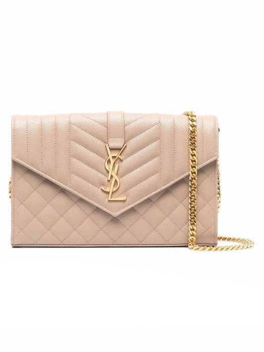 Luxury Saint Laurent Trending 2025 Cassandre Monogram Chain Cross Bag Dark Beige