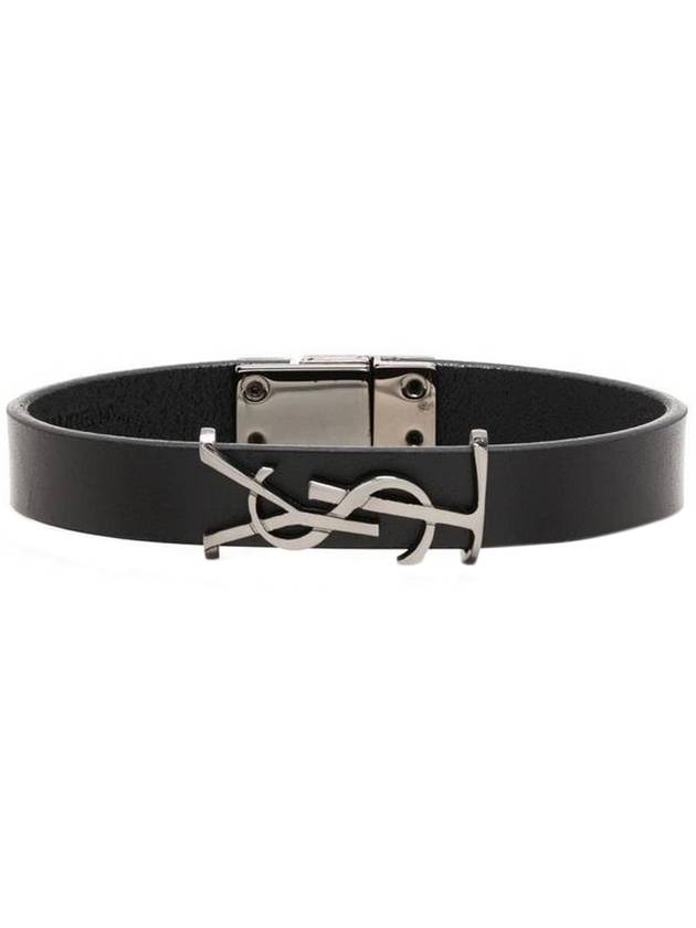 Luxury Saint Laurent Trending 2025 Monogram Leather Bracelet Black
