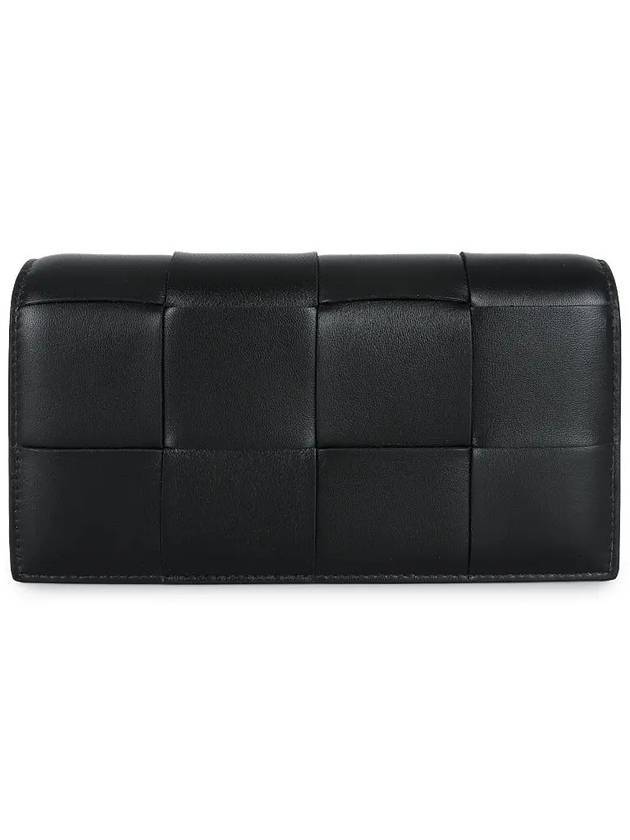 Luxury Bottega Veneta Intrecciato Large Flap Long Wallet Black