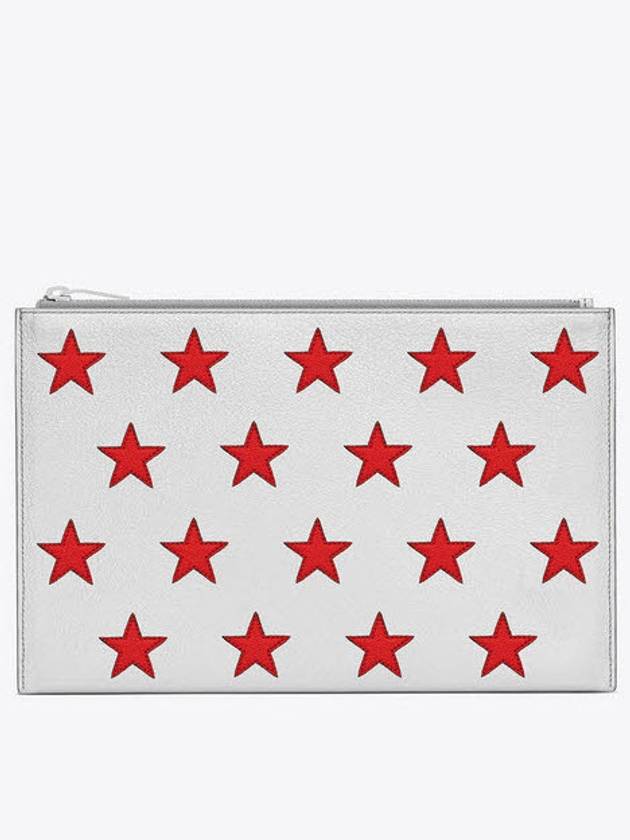 Luxury Saint Laurent Trending 2025 Red Star Point Clutch Bag Silver