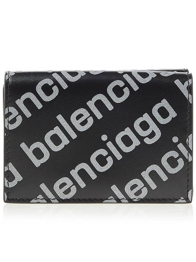 Luxury Balenciaga Trending 2025 All-Over Logo Tri-Fold Half Wallet Black