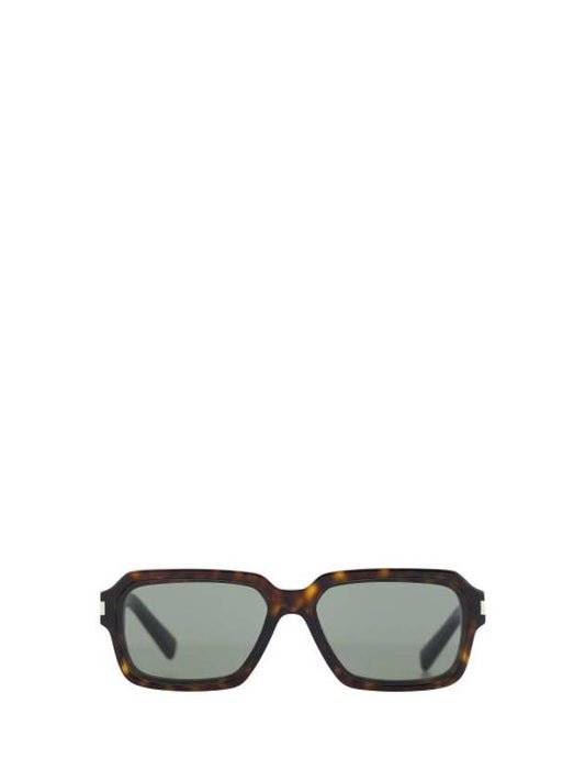 Luxury Saint Laurent Trending 2025 Engraved Logo Square Frame Sunglasses Brown