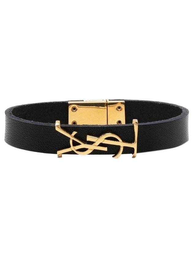 Luxury Saint Laurent Trending 2025 Monogram Logo Leather Bracelet Black