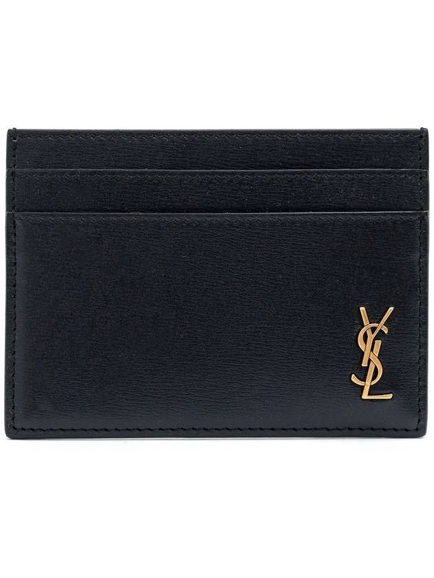 Luxury Saint Laurent Trending 2025 Tiny Monogram Shiny Leather Card Case Black