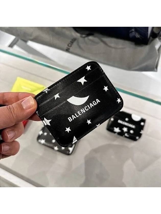 Luxury Balenciaga Trending 2025 Logo Star Print Leather Card Wallet Black