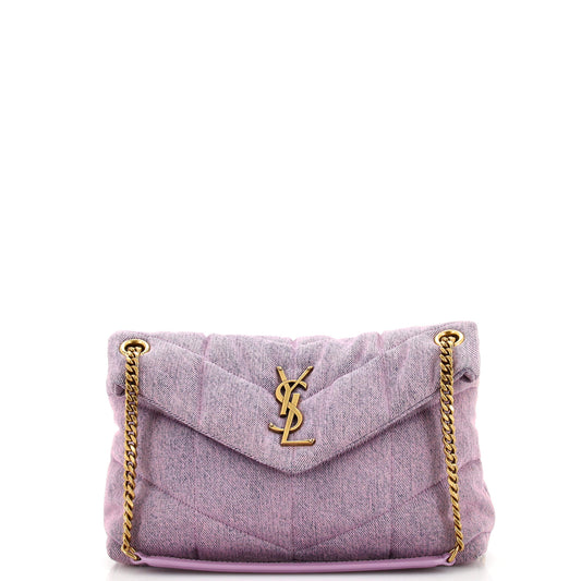 Luxury Saint Laurent Trending 2025 Loulou Puffer Shoulder Bag Quilted Vintage Denim Small