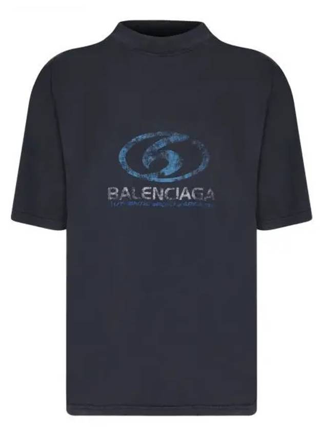 Luxury Balenciaga Trending 2025 Surfer Medium Fit Short Sleeve T-Shirt Navy