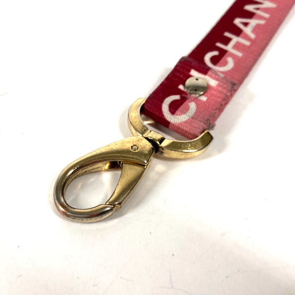CHANEL strap Nylon, Gold Plated pink 01P logo neck strap Women