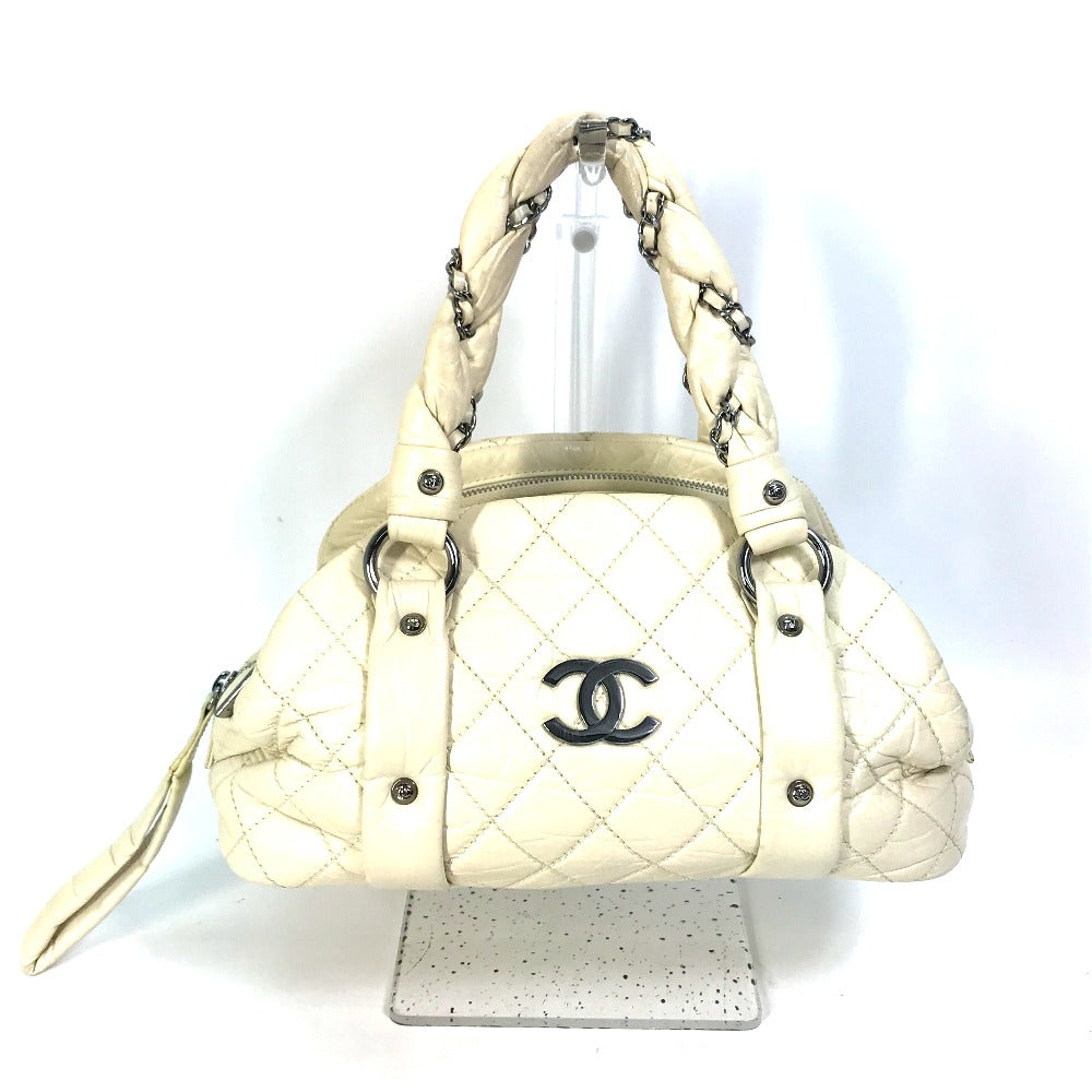 CHANEL Handbag leather beige Bubble quilt CC COCO Mark Women
