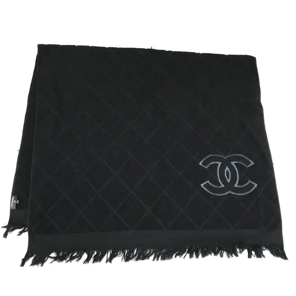 CHANEL towel cotton black COCO Mark CC logo Matrasse Women