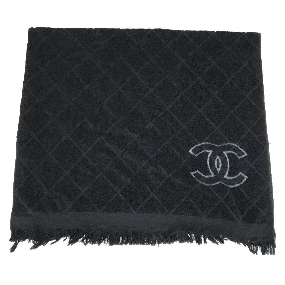 CHANEL towel cotton black COCO Mark CC logo Matrasse Women