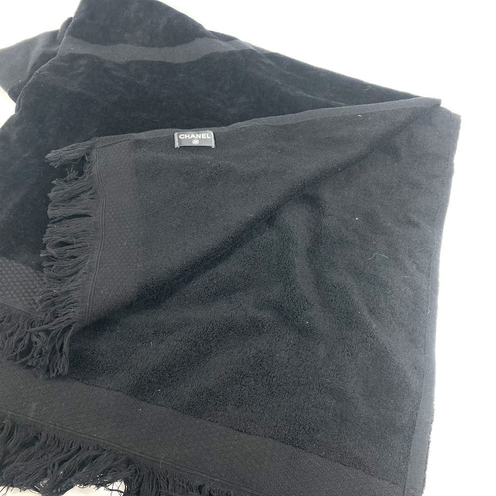CHANEL towel cotton black Bath towel Interior Throw Blanket CC COCO Mark Women