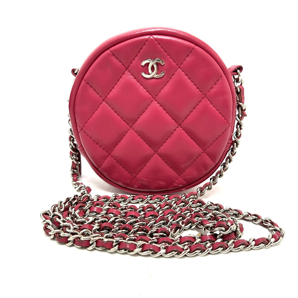 CHANEL Shoulder Bag lambskin beige COCO Mark round Women
