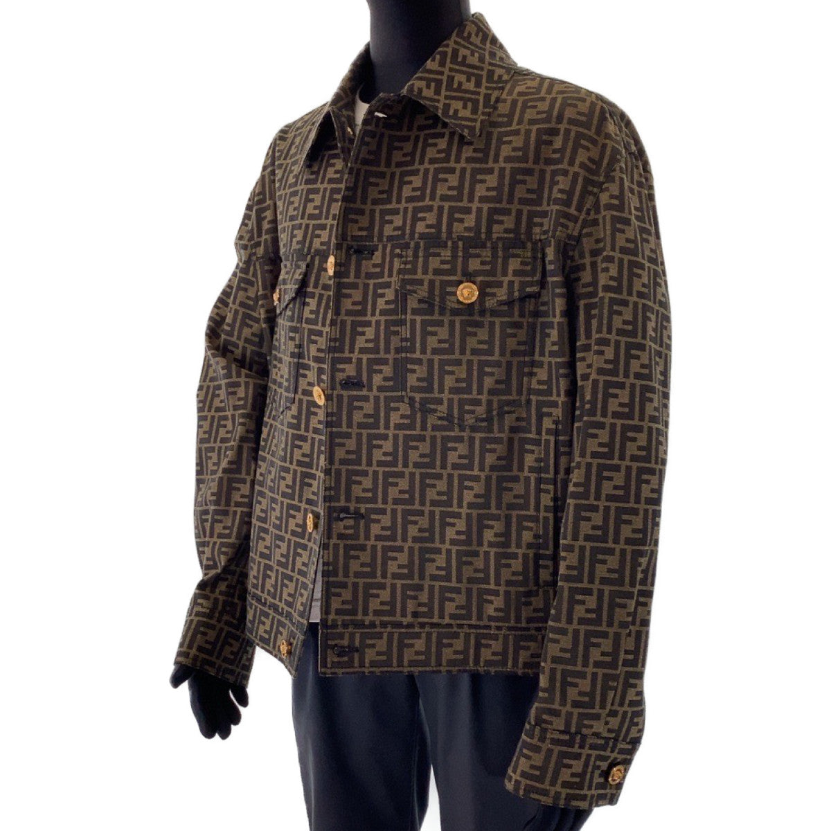 FENDI tailored jacket polyester Brown FENDACE Fender Zucca Pattern Medusa Fendi Versace collaboration 52