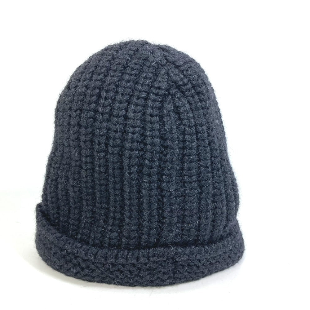 CHANEL Knit hat P39166 Fabric , Alpaca/Silk black Beanie knit cap COCO Mark Braid Women