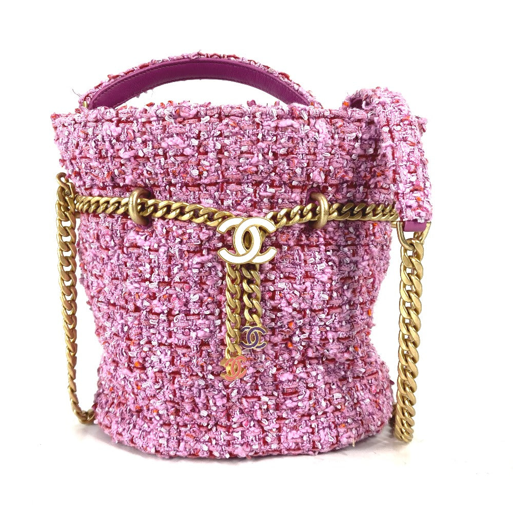 CHANEL Shoulder Bag tweed pink 2022Stainless Steel CC COCO Mark Chain