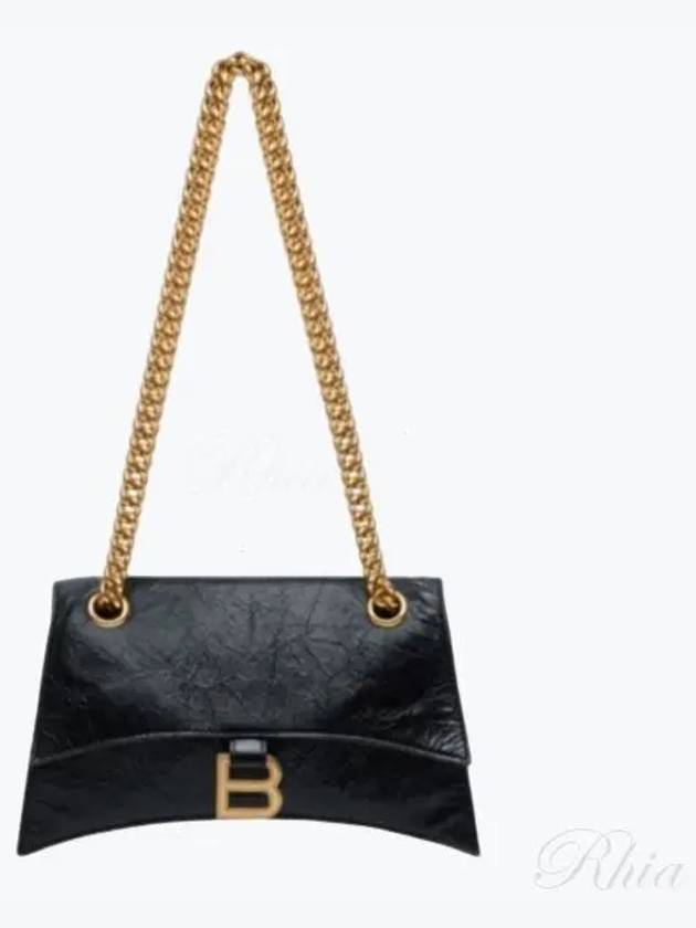 Luxury Balenciaga Trending 2025 Crush Logo Gold Chain Small Shoulder Bag Black