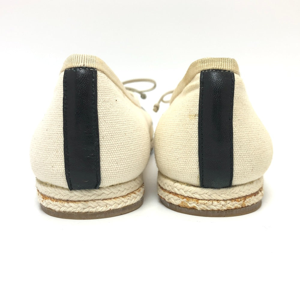 CHANEL pumps canvas white COCO Mark Espado Ribbon Women 35