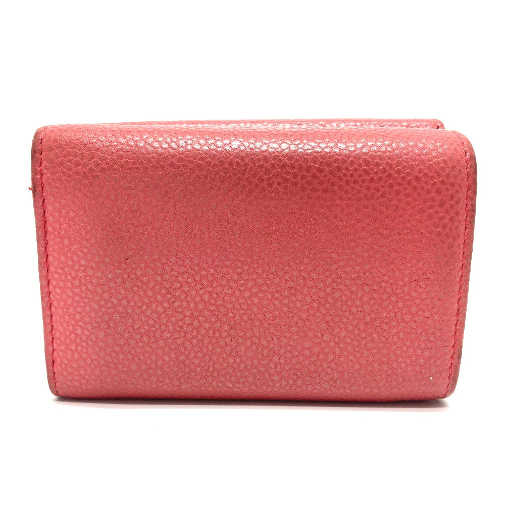 CHANEL Trifold wallet A70796 Caviar skin salmon pink CC COCO Mark W Hook Wallet Small Flap Wallet Women