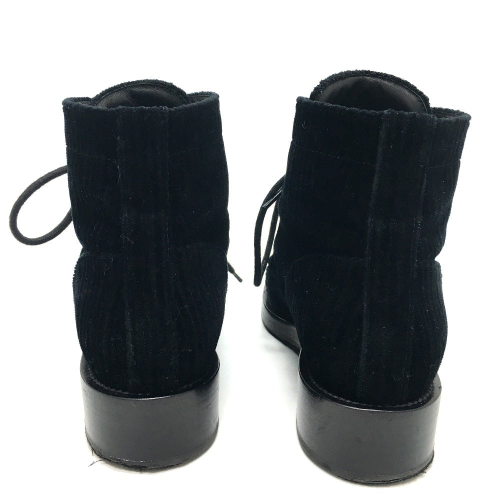 CHANEL boots G34954 velvet black CC COCO Mark Lace up Women 37.5