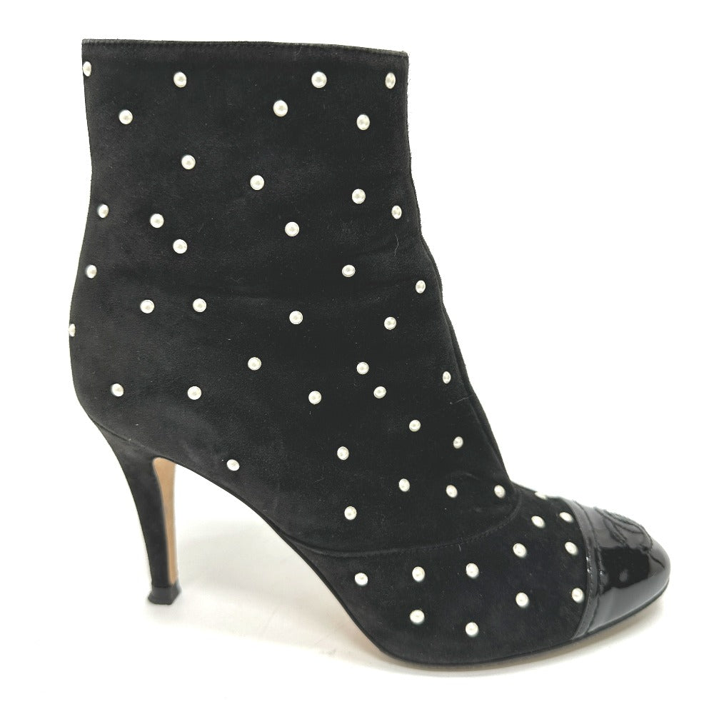 CHANEL boots G G33426 suede black pearl dot Women 36C
