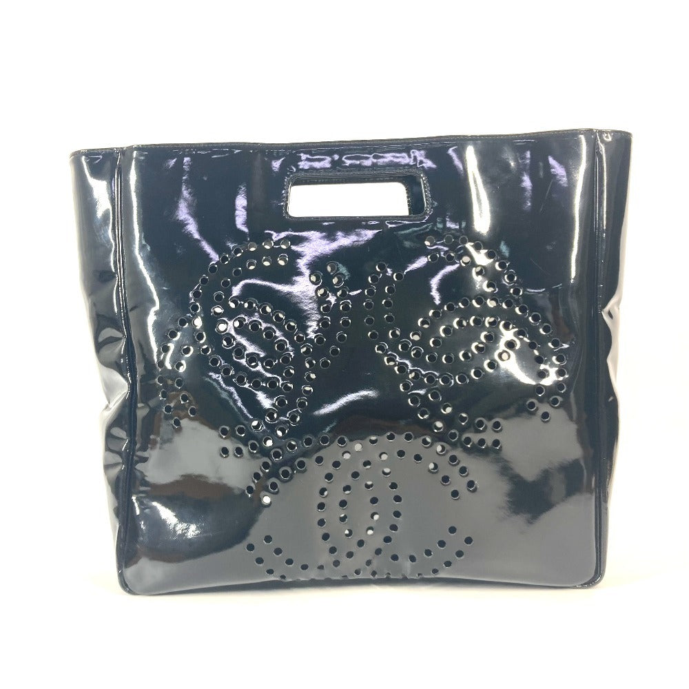 CHANEL Handbag enamel black Punching logo Triple Coco CC COCO Mark Women