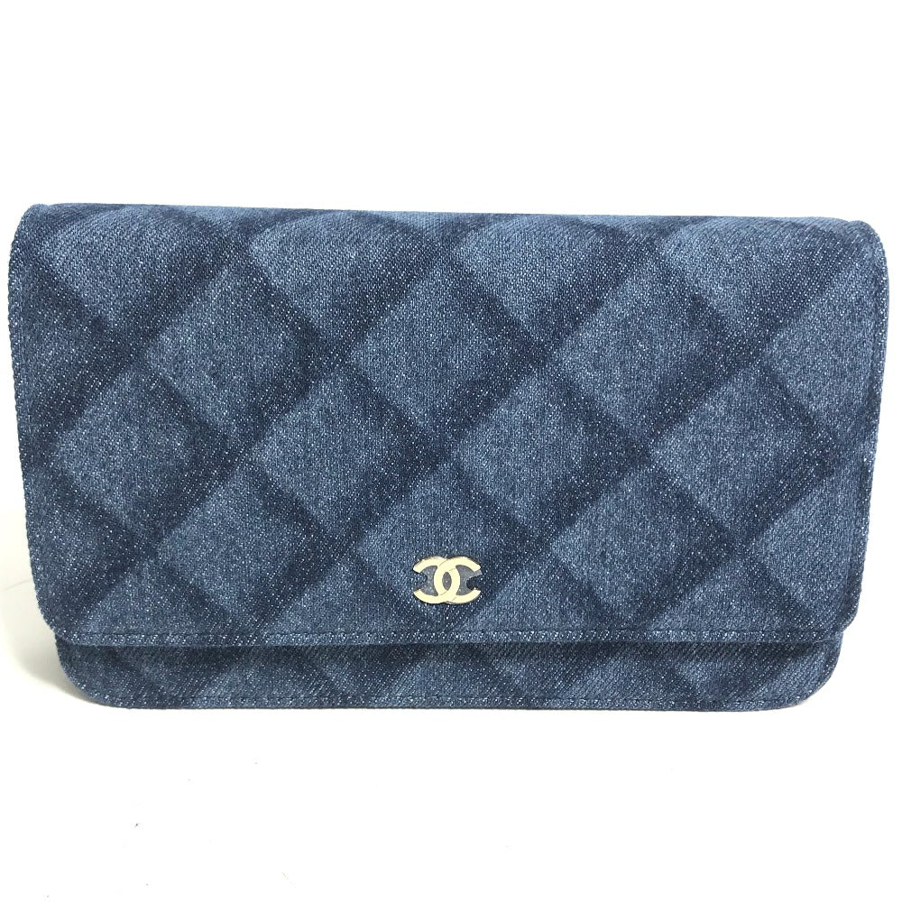 CHANEL Shoulder Bag AP0250 denim blue Long Wallet Purse Chain Bag Matrasse Women