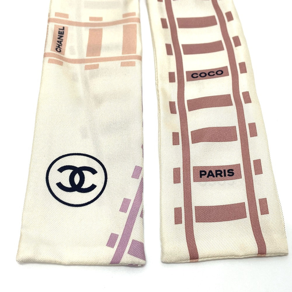 CHANEL scarf silk white CCCOCO Mark Track motif Women