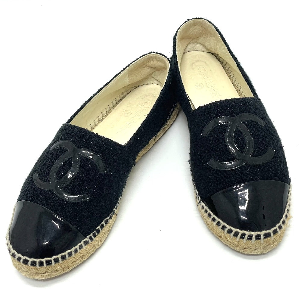 CHANEL Slip-on G29762 Tweed, Patent Leather black CCCOCO Mark Espadrille Women 39