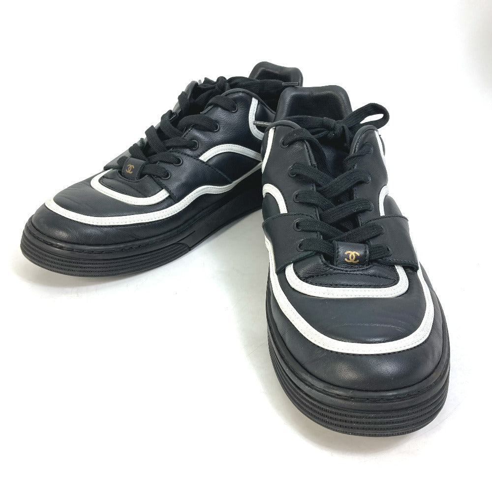 CHANEL sneakers G35063 leather black By color logo Women 40