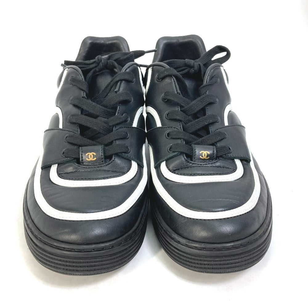 CHANEL sneakers G35063 leather black By color logo Women 40