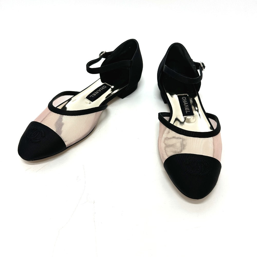 CHANEL pumps G37503 mesh black 21S Merry Jane Women 37 1/2