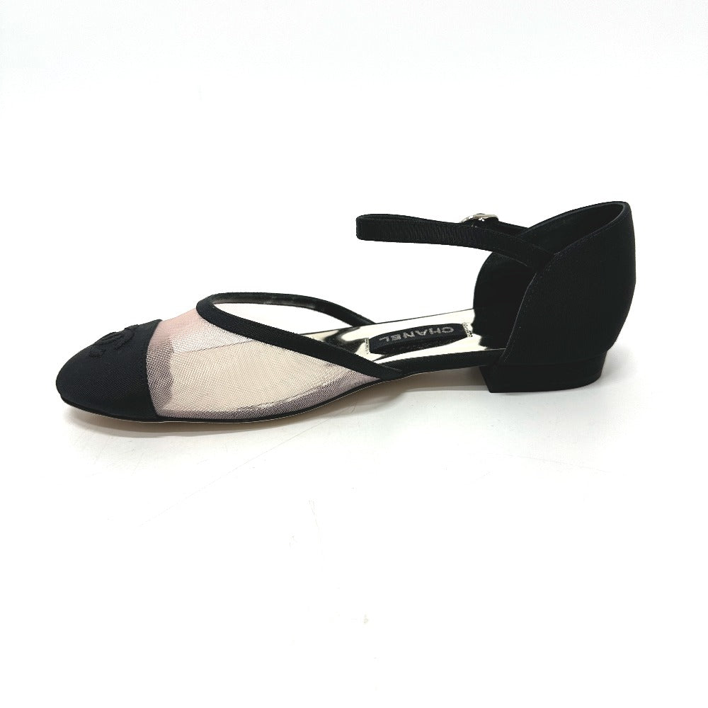 CHANEL pumps G37503 mesh black 21S Merry Jane Women 37 1/2