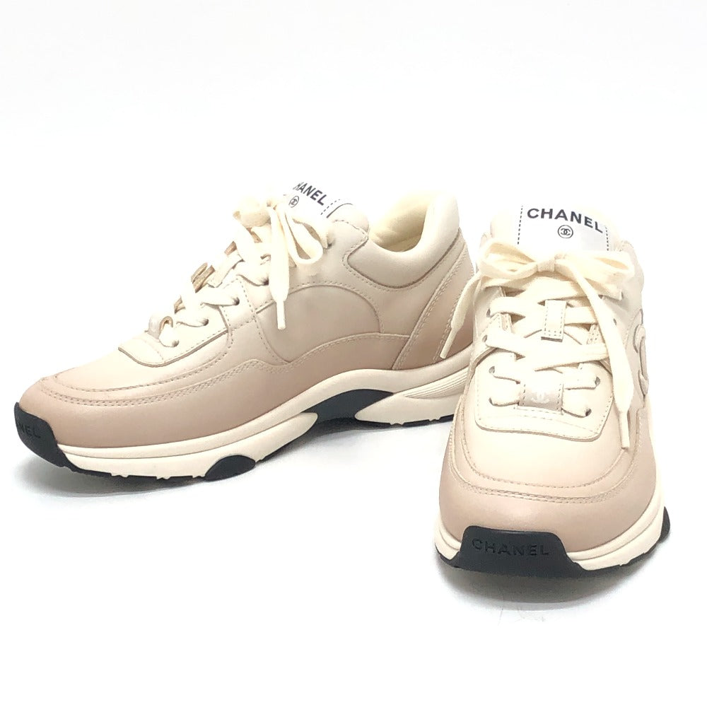 CHANEL sneakers G46086 leather beige 24K COCO Mark Gradation 36