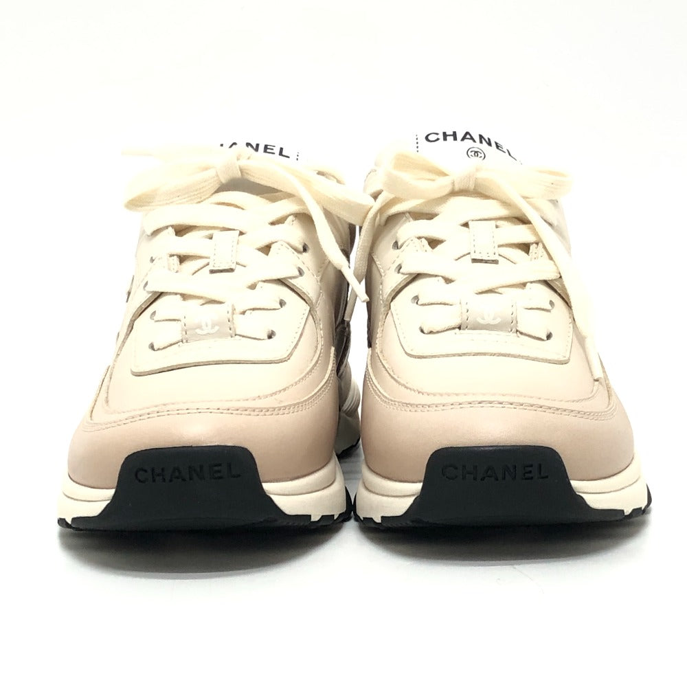 CHANEL sneakers G46086 leather beige 24K COCO Mark Gradation 36