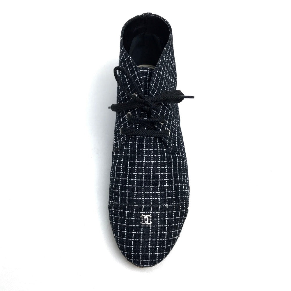 CHANEL sneakers tweed black CC COCO Mark 15P 37 1/2 C