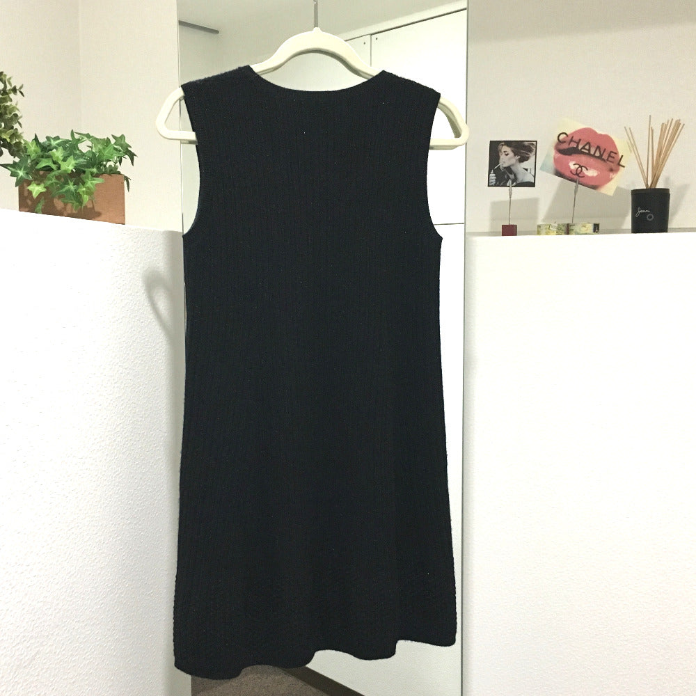 CHANEL one piece cashmere black knit 18S Women 34