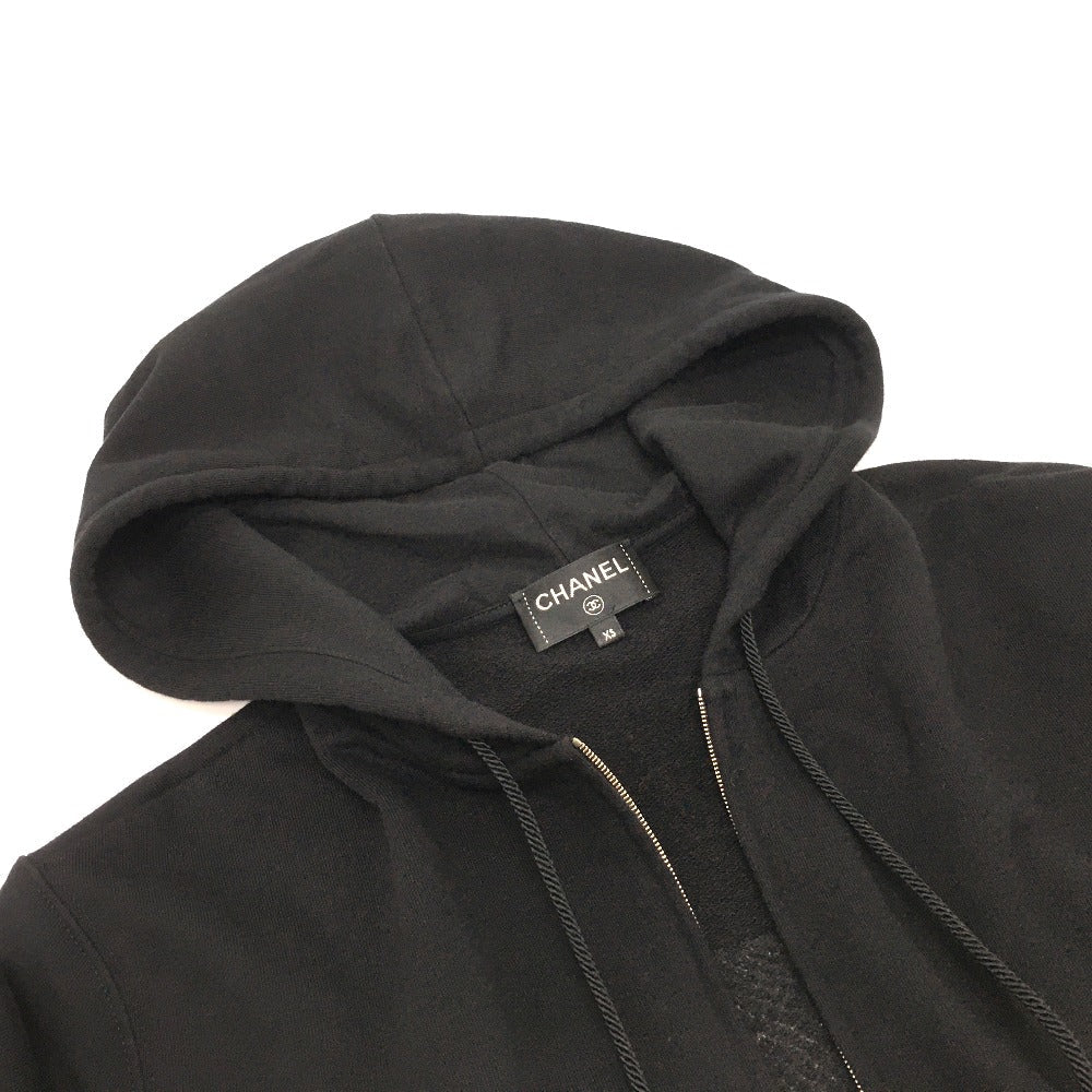 CHANEL Hoodie P63299 Cotton, Sequins black Graffiti CC logo 20P Sweatshirt Long Sleeve Women XS
