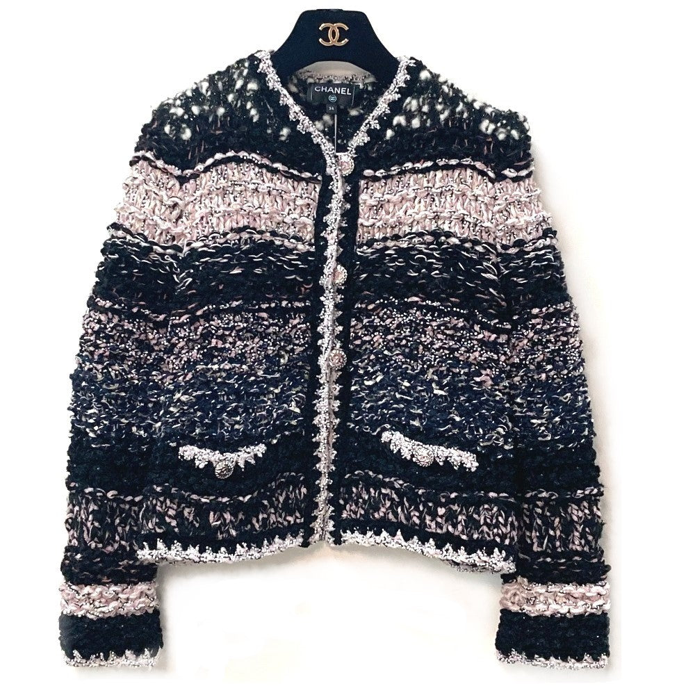 CHANEL Jacket P73552 Wool, Polyester multicolor CC COCO Mark Tweed Pearl Women 34