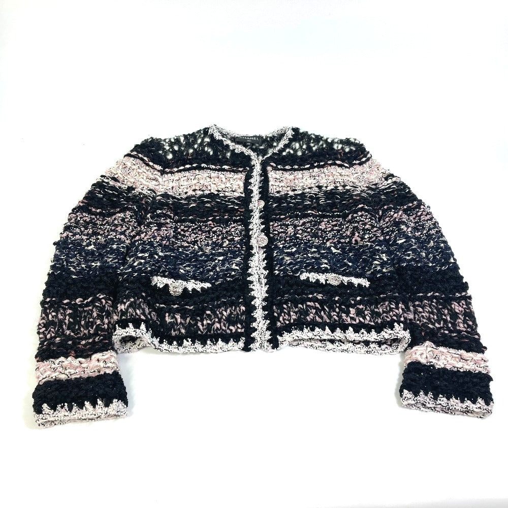 CHANEL Jacket P73552 Wool, Polyester multicolor CC COCO Mark Tweed Pearl Women 34