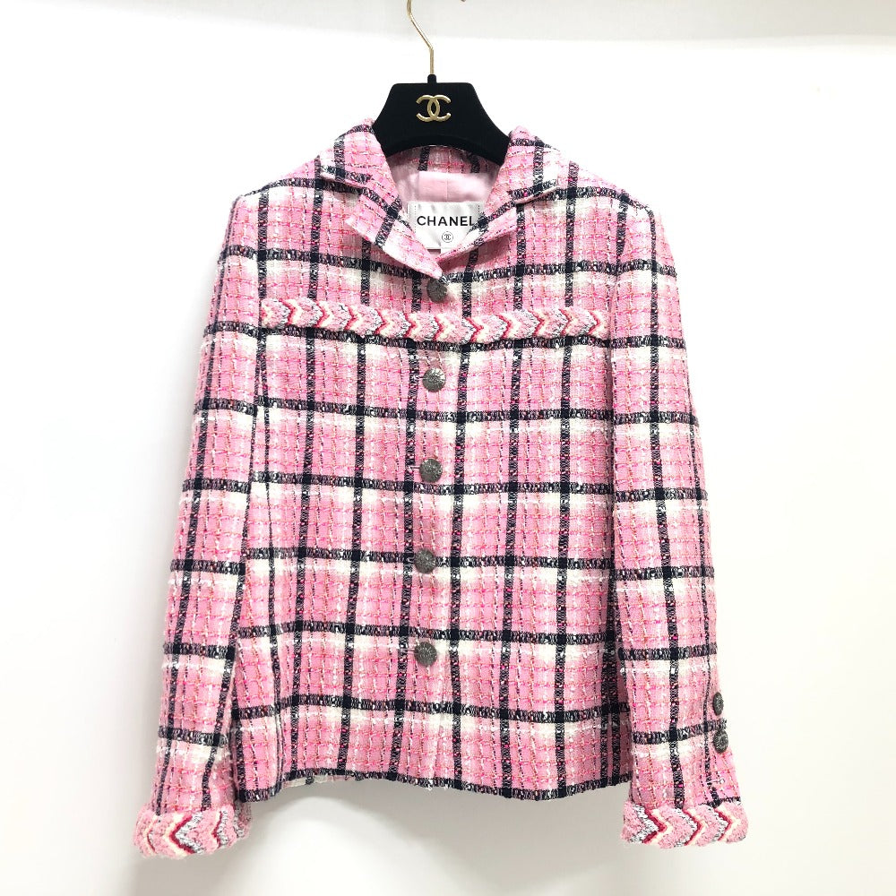CHANEL Jacket P77302 tweed pink 24S COCO Mark button Women 34