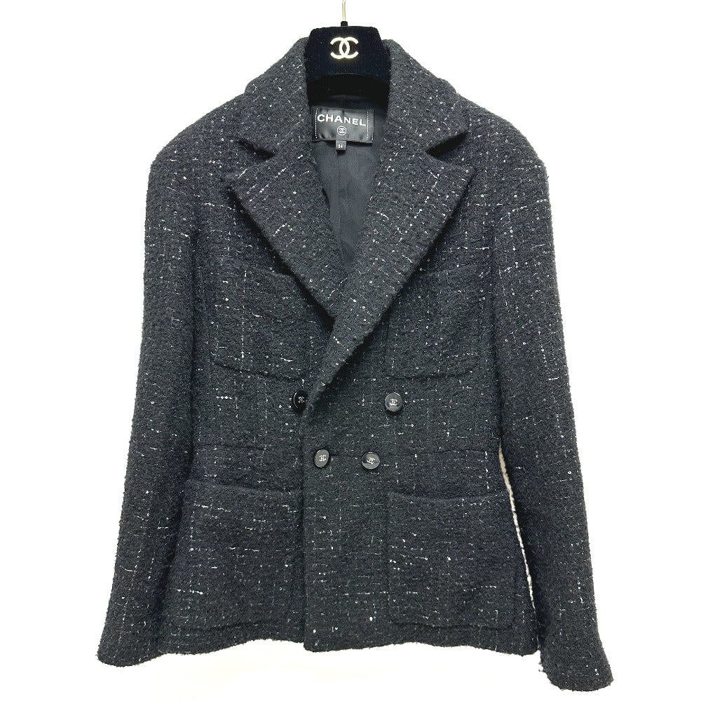 CHANEL Jacket P78012 tweed black 24B Glitter Tweed 34