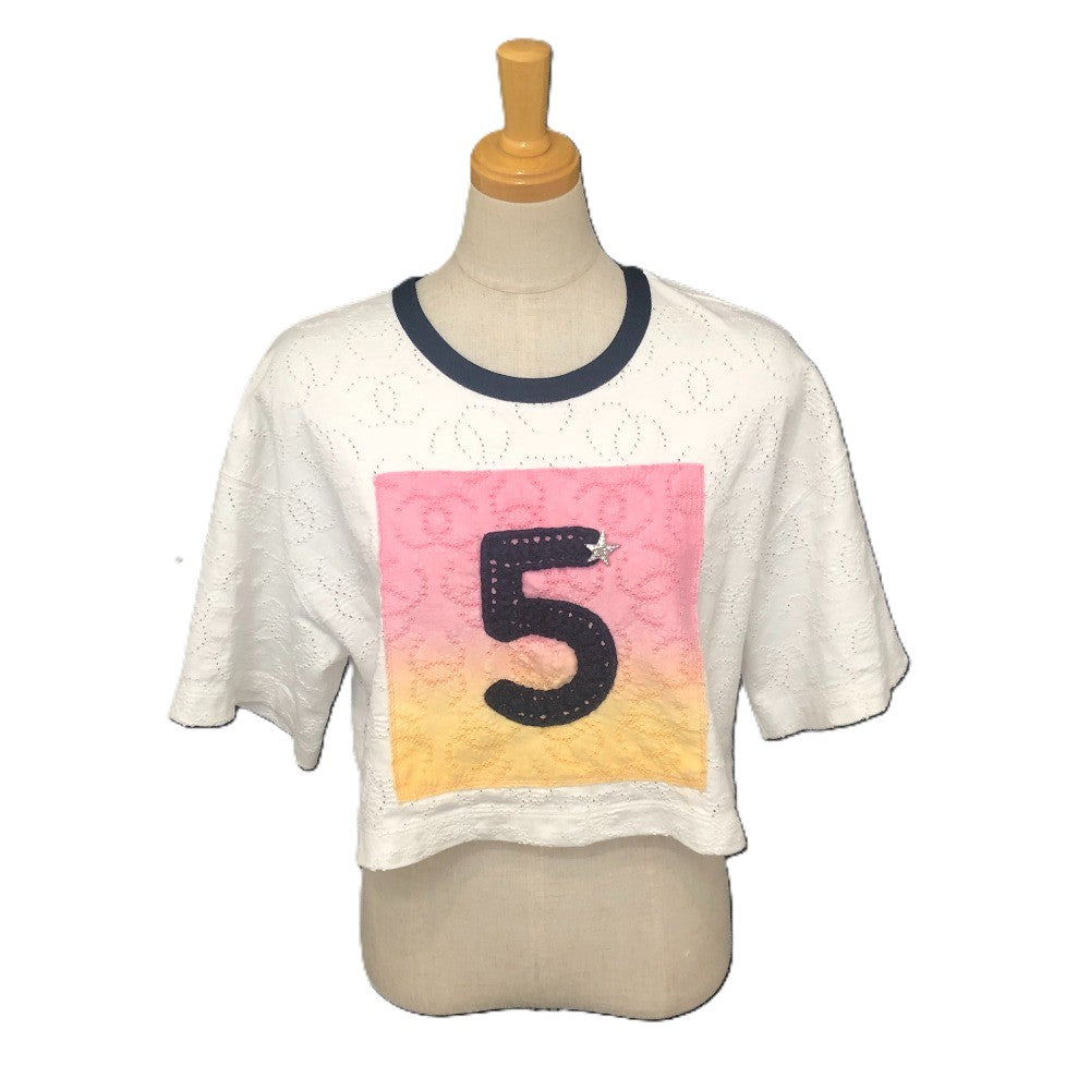 CHANEL Short sleeve T-shirt P76438 cotton white No.5 Star COCO Mark 34/36