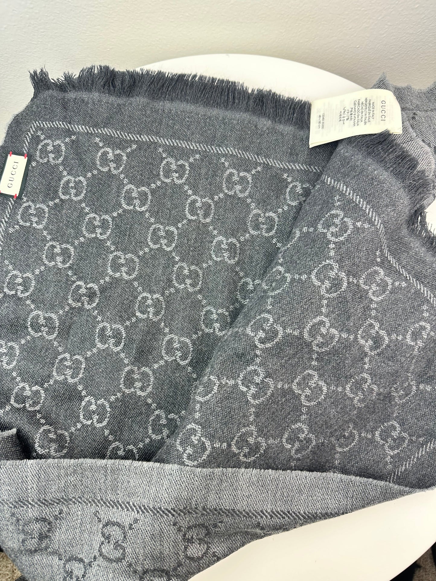 Gucci GG Jacquard Pattern Knitted Scarf