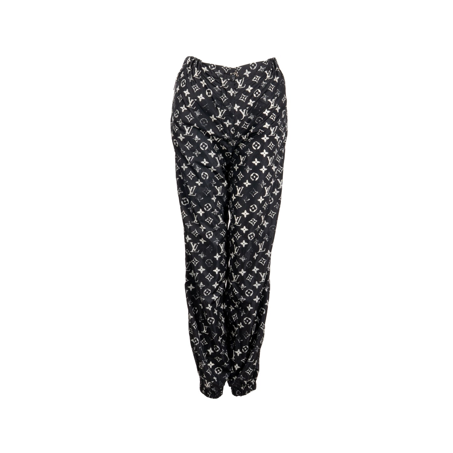 Louis Vuitton size 34 stencil-effect Monogram jogging pants Black/White Polyamide