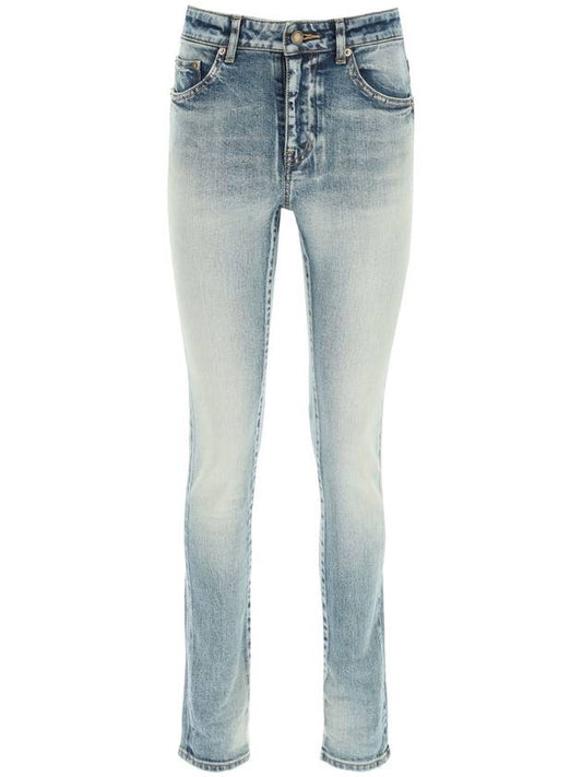 Luxury Saint Laurent Trending 2025 Women's Denim Skinny Jeans Light Blue